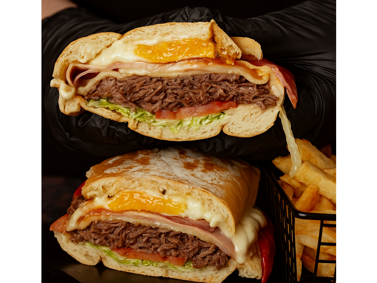 2 LOMOS VACIO BRASEADO MEDIANO C/ PAPAS