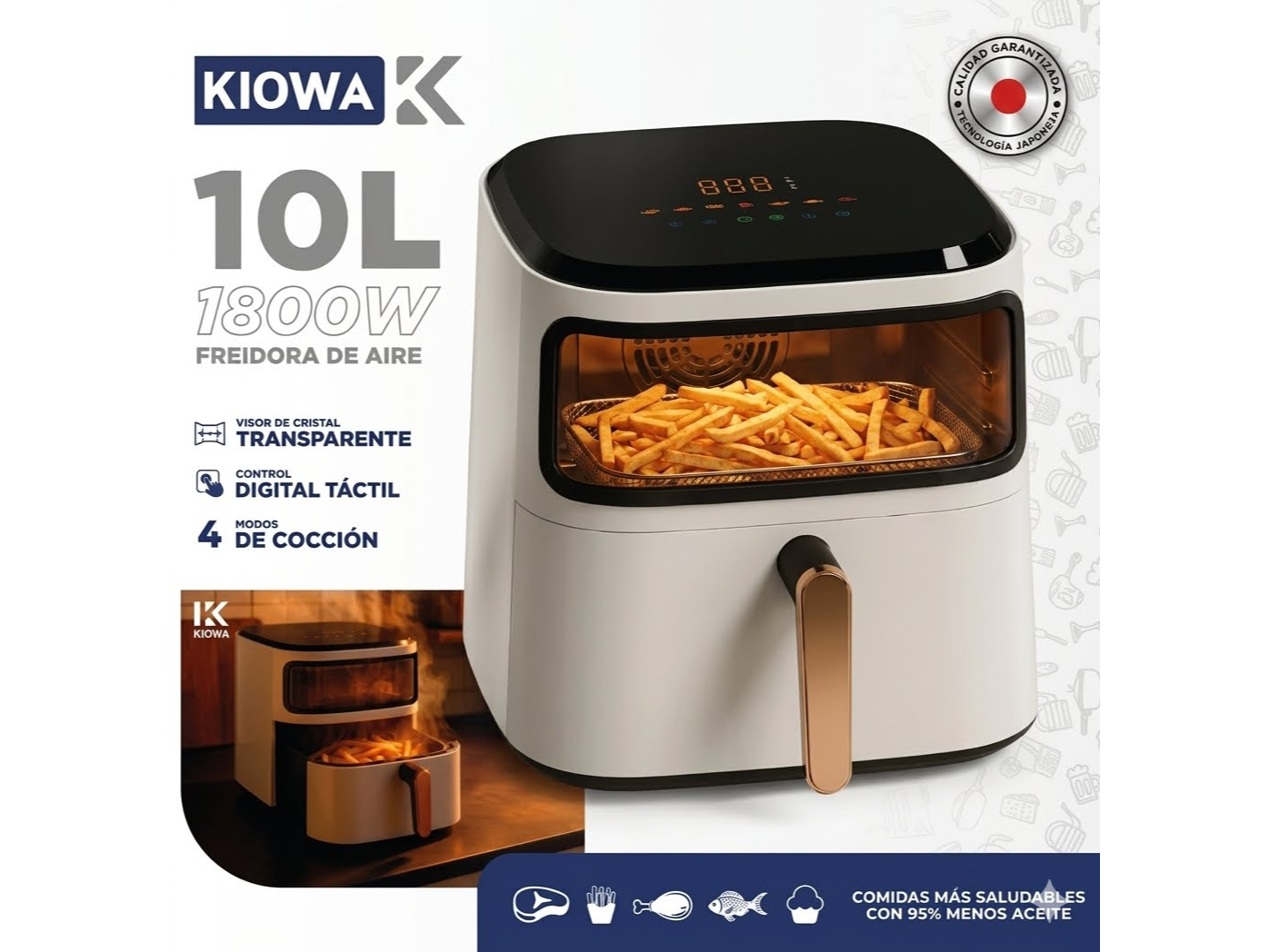 FREIDORA DE AIRE DIGITAL 10L 1800W KIOWA
