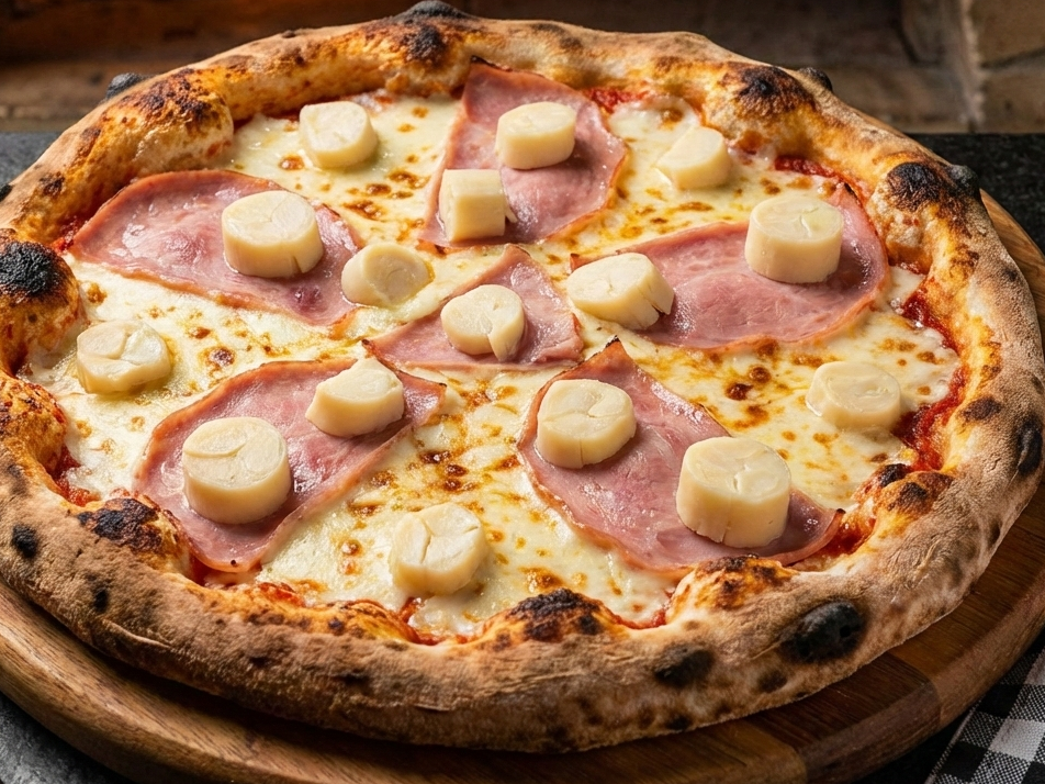 Muzza con jamon y palmitos