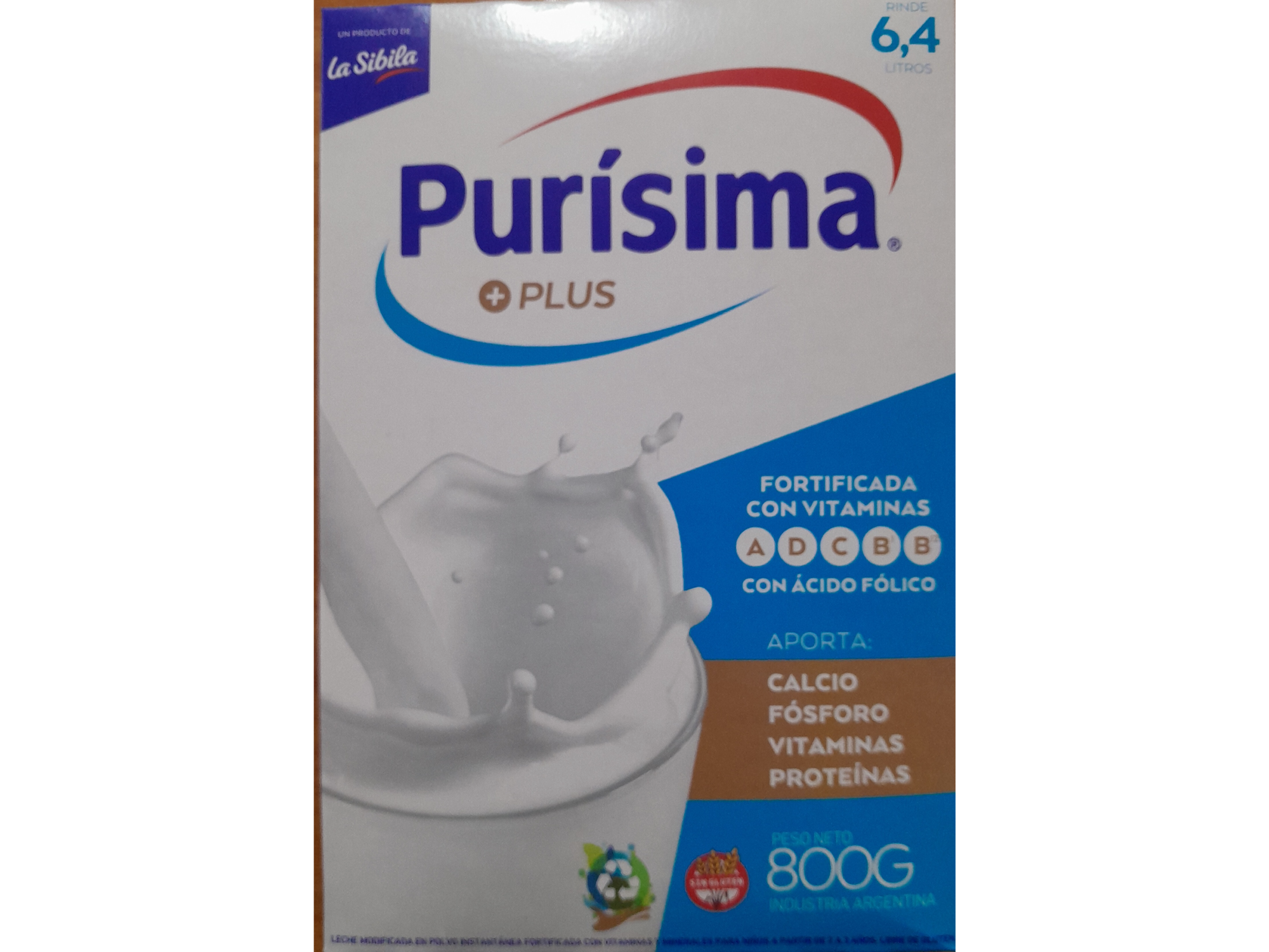 Leche polvo Purisima 800g