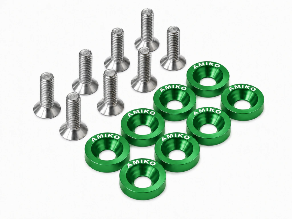 ARANDELAS ANODIZADAS (X10) C/TORNILLO VERDE CHINA