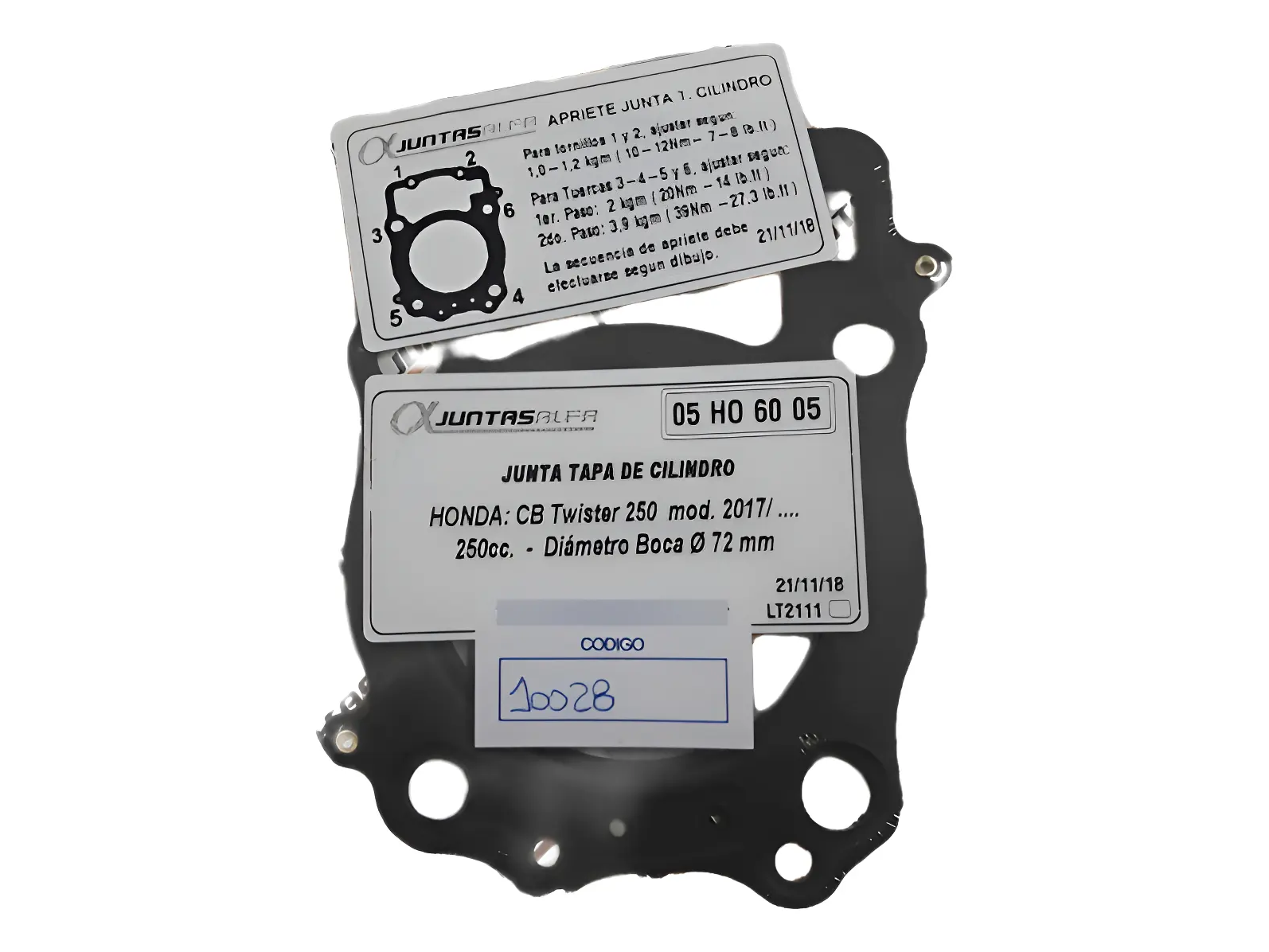JUNTA TAPA CILINDRO HONDA TWISTER 250 CC ALFA