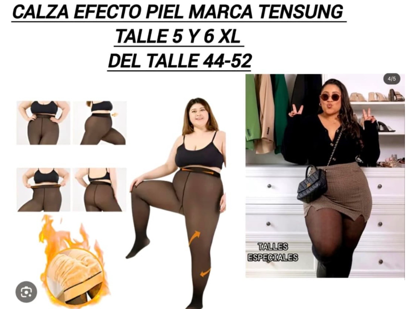 TENSUNG Panty efecto piel talles especiales