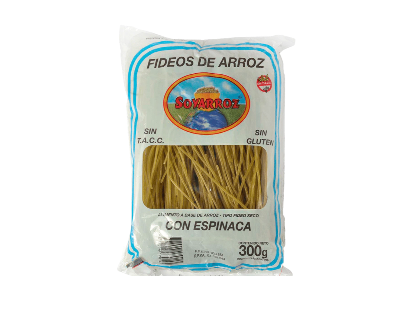 Fideos secos con Espinaca 300g SOYARROZ