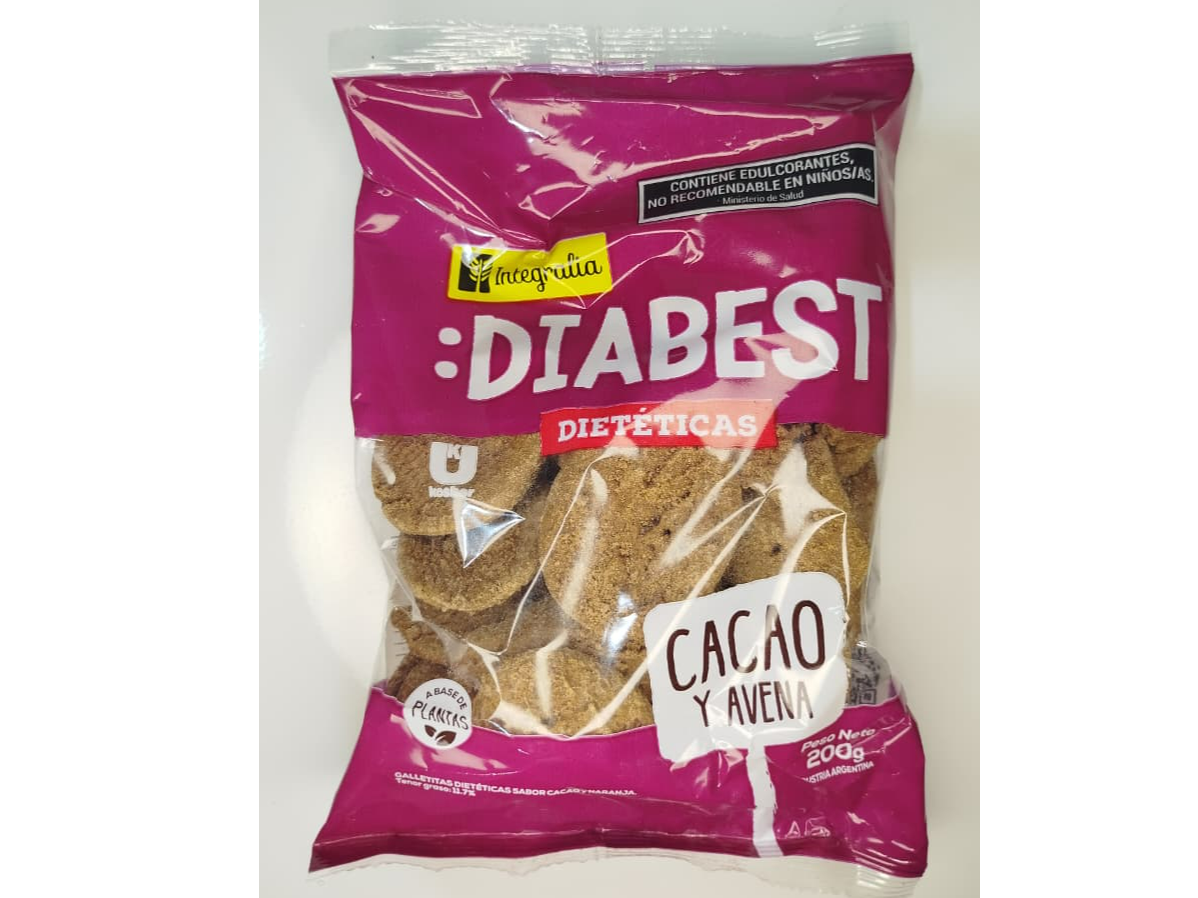 Galletitas de Cacao y Avena DIABEST. INTEGRALIA.