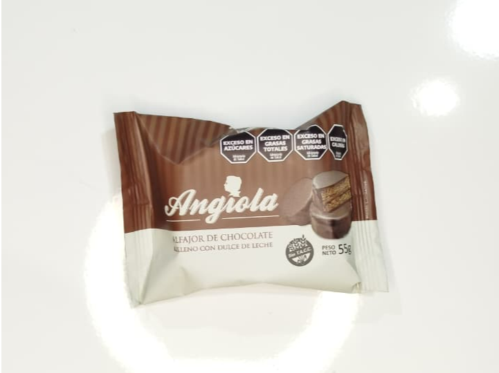 Alfajor de Chocolate relleno de Dulce de Leche 55g ANGIOLA