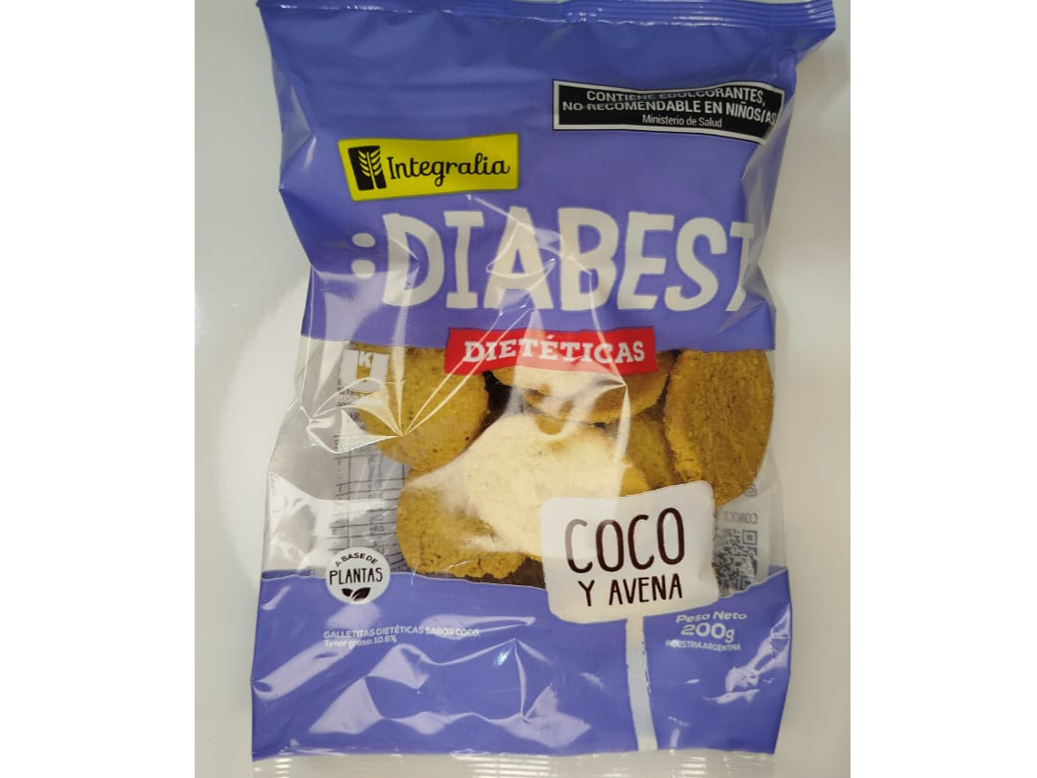 Galletitas de Coco y Avena DIABEST Sin Azúcar Agregada. INTEGRALIA.