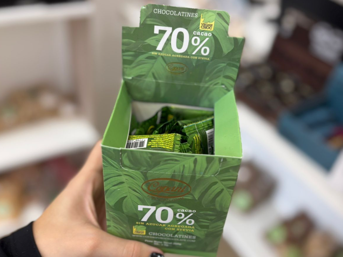 Bocadito de chocolate con stevia 70% cacao