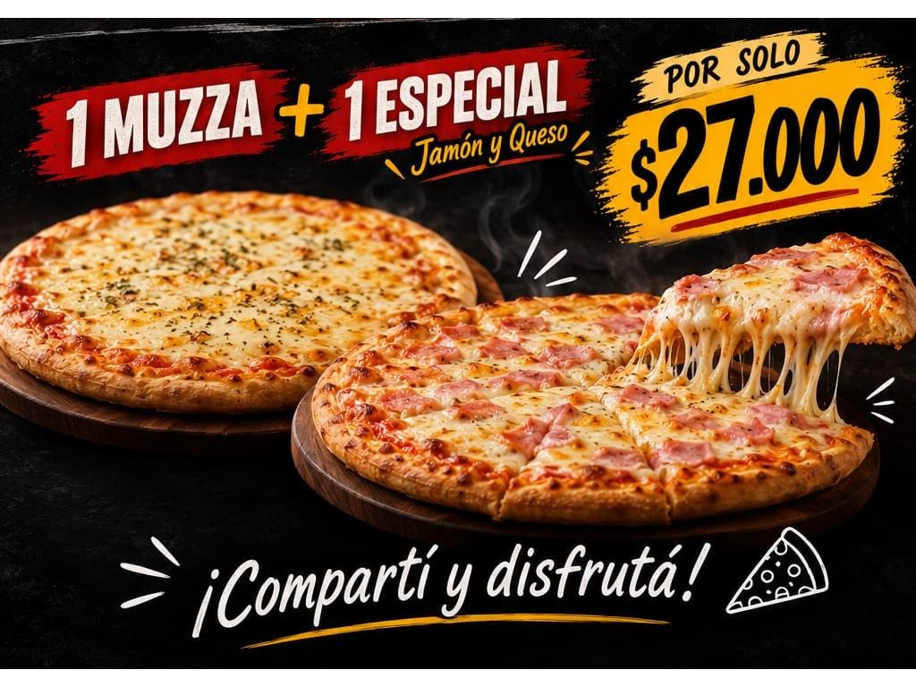 1 muzzarela  y 1 una especial