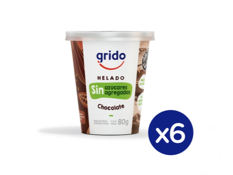 Helado sin azúcar agregada CHOCOLATE X6 unidades
