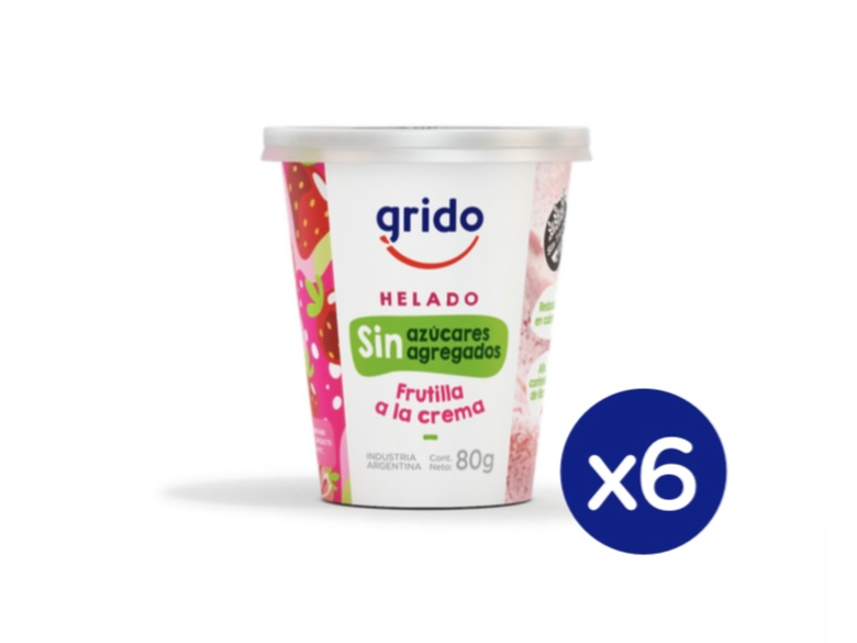 Helado sin azúcar agregada FRUTILLA X6 unidades