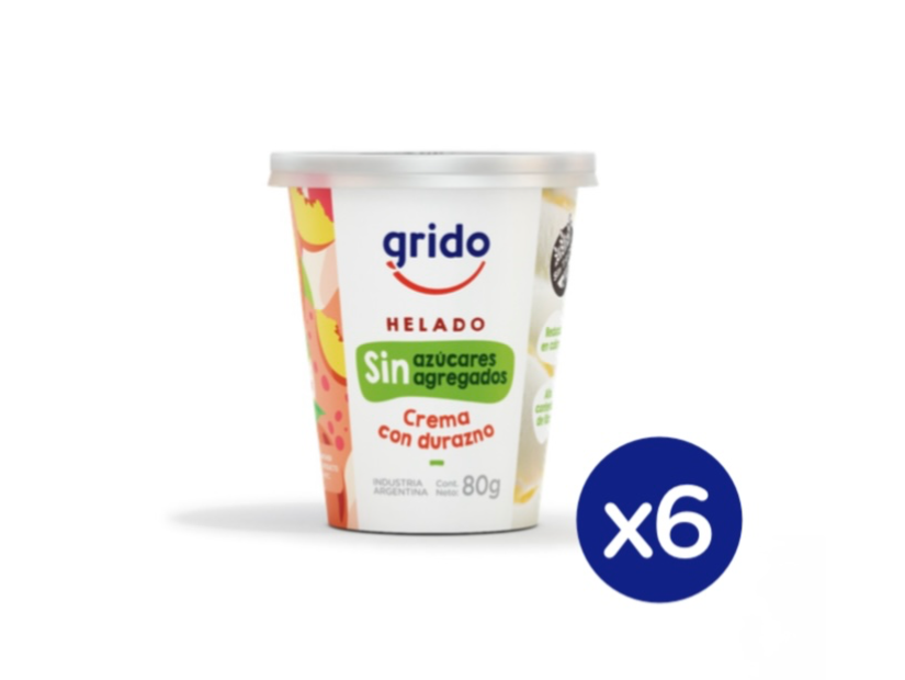 Helado sin azúcar agregada DURAZNO X6 unidades