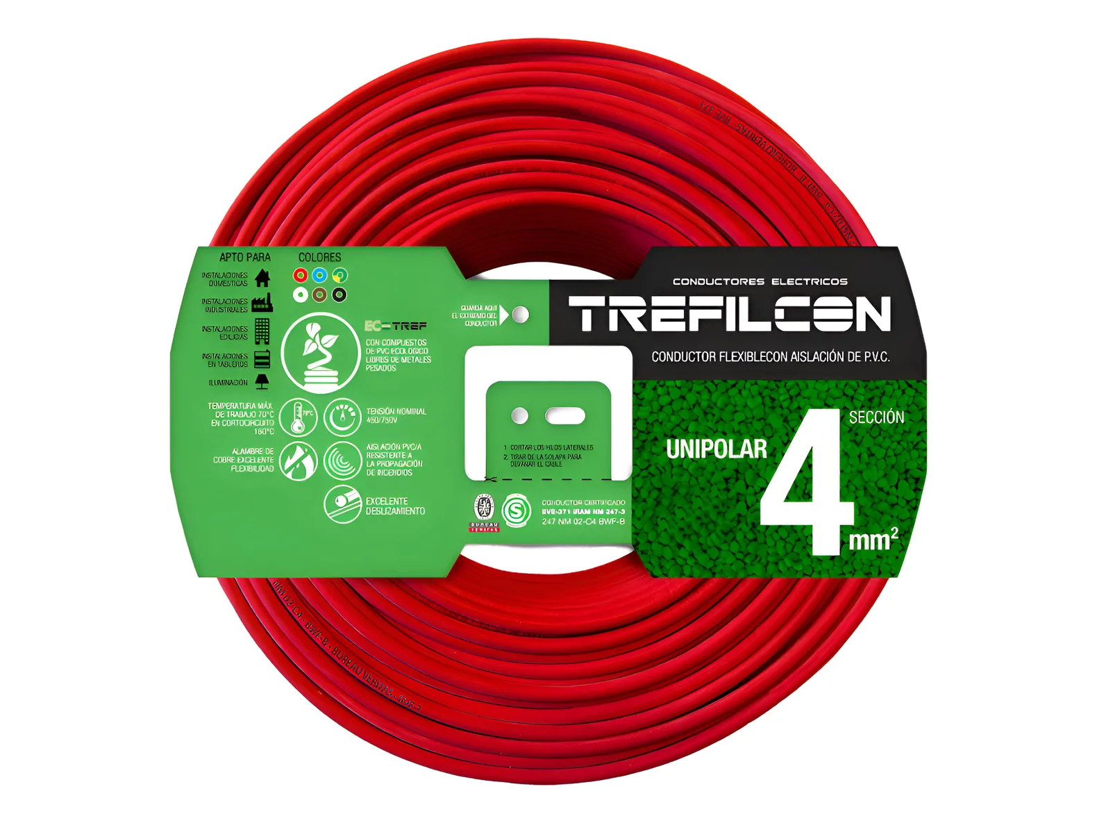 Rollo de Cable unipolar 4 mm x 100 mts - Normalizado IRAM-