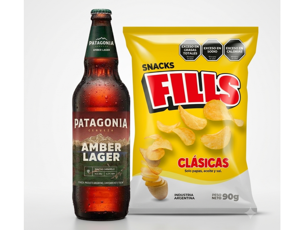 Patagonia Amber Lager + Papas Fills Clásicas