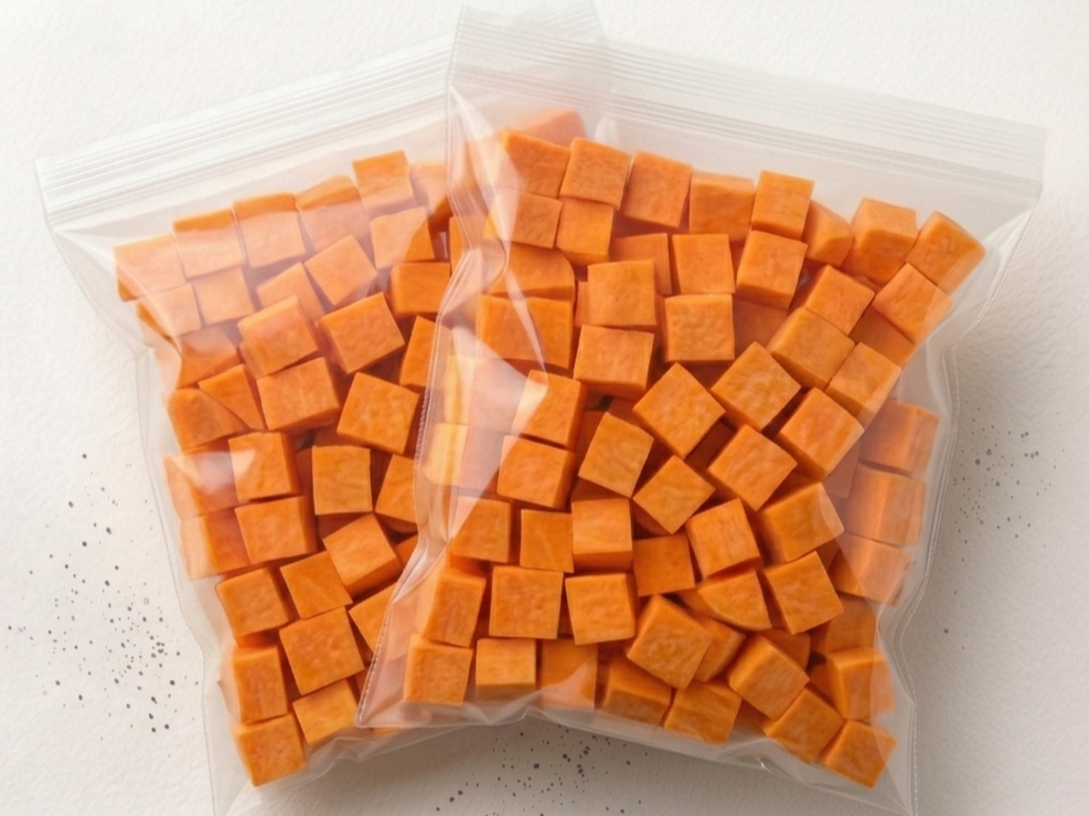 Batata blanqueada en cubos