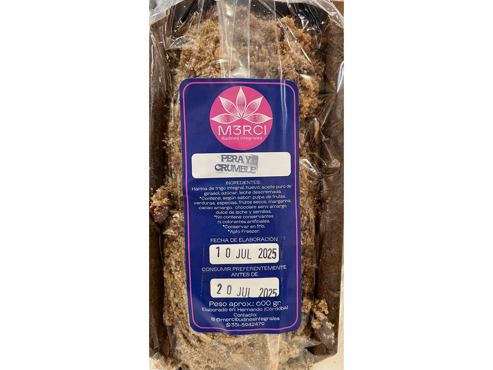 Crumble de pera y almendras