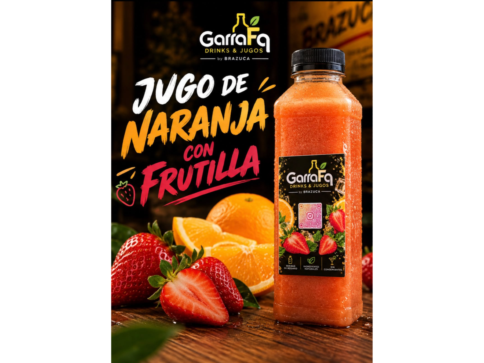 JUGO NATURAL NARANJA CON FRUTILLA