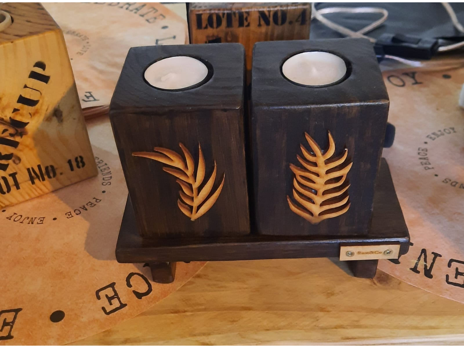 Portavelas madrea doble