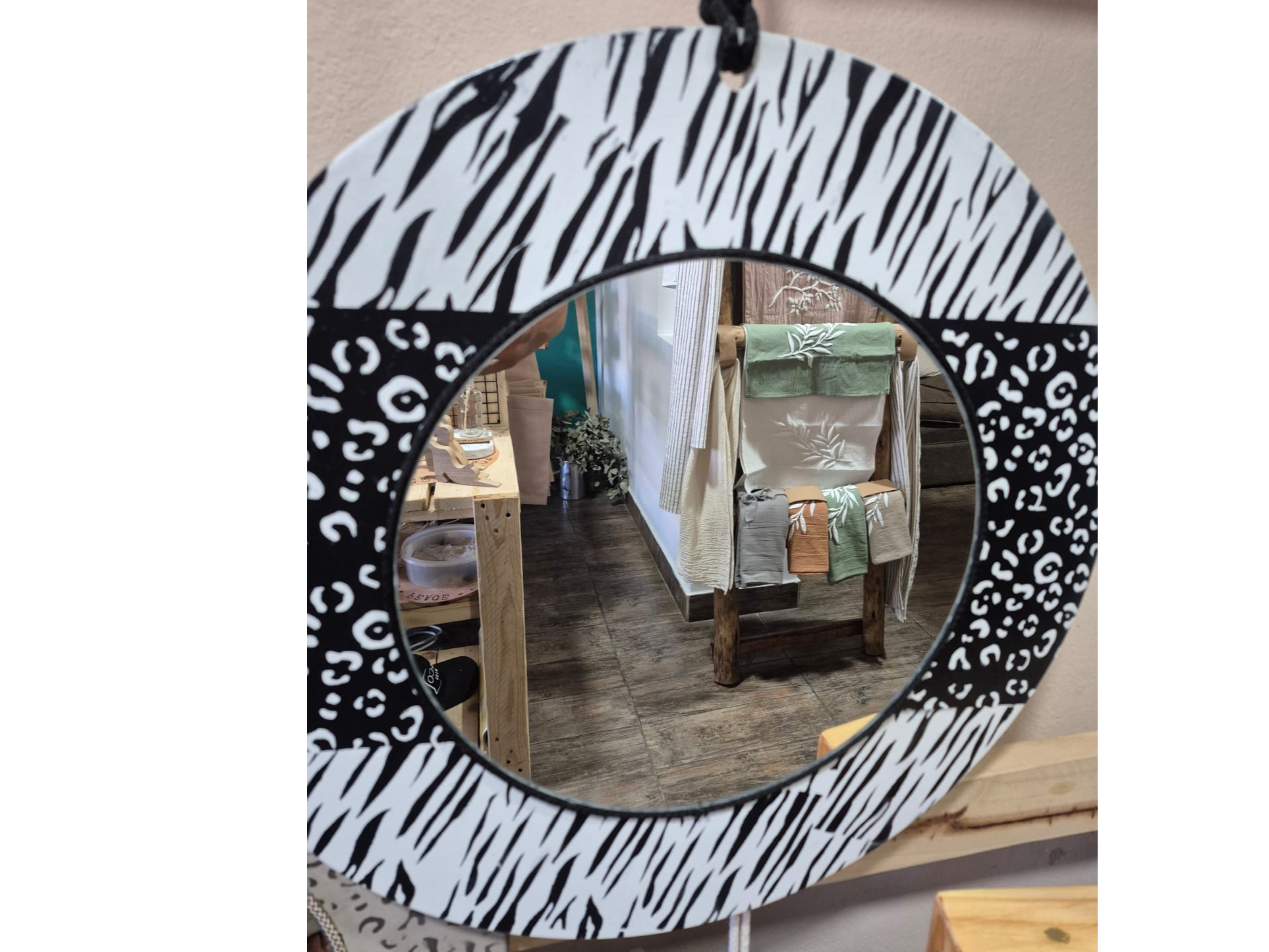 Espejo redondo zebra