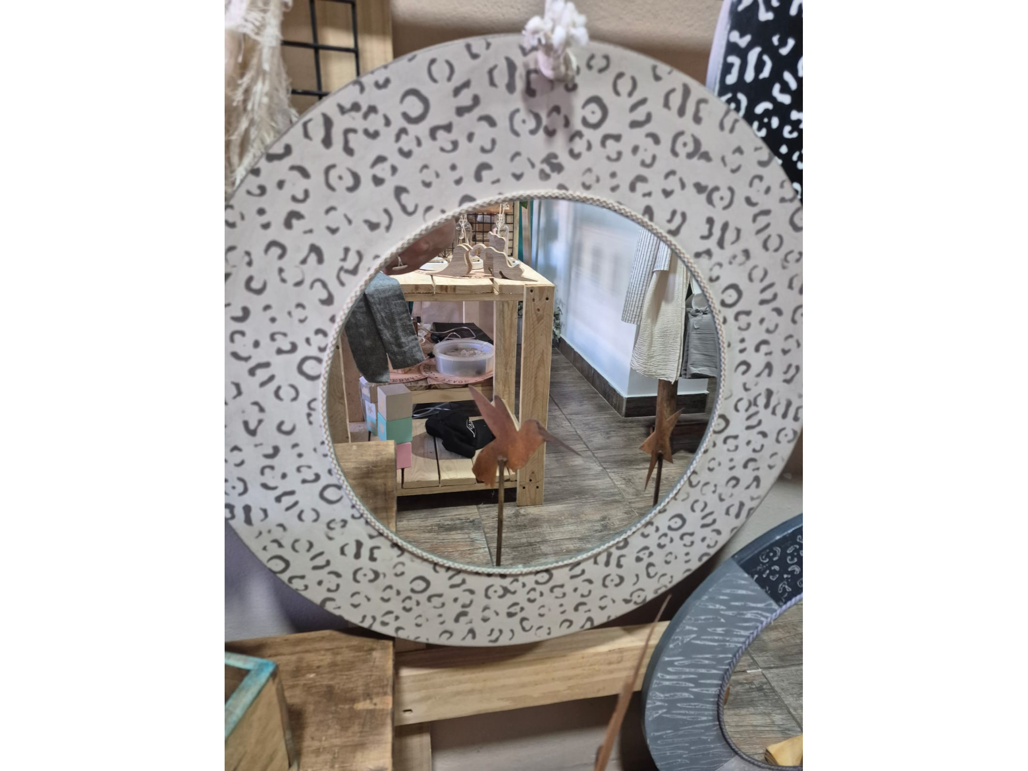 Espejo redondo animal print