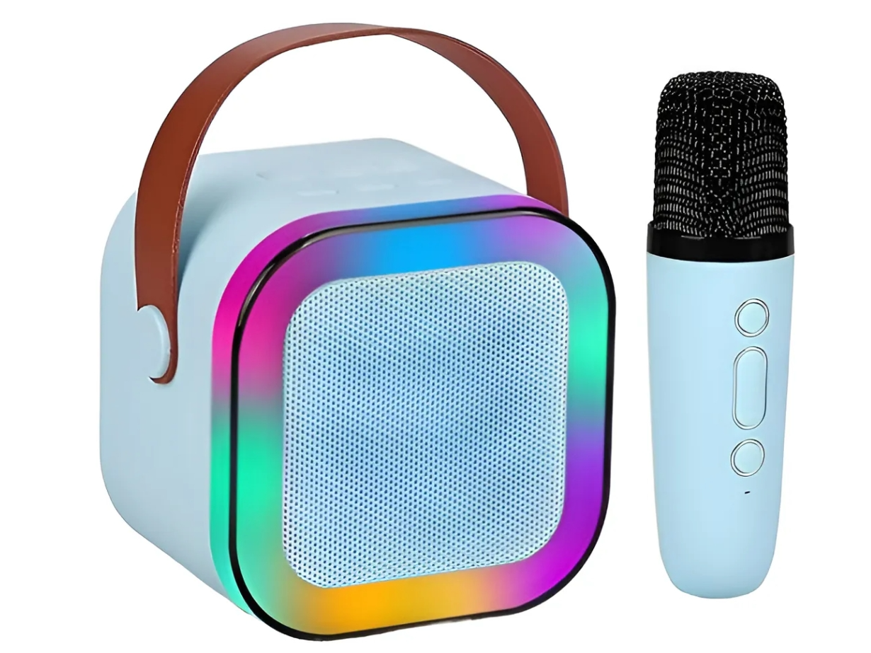Parlante con luces y micrófono inalámbrico
