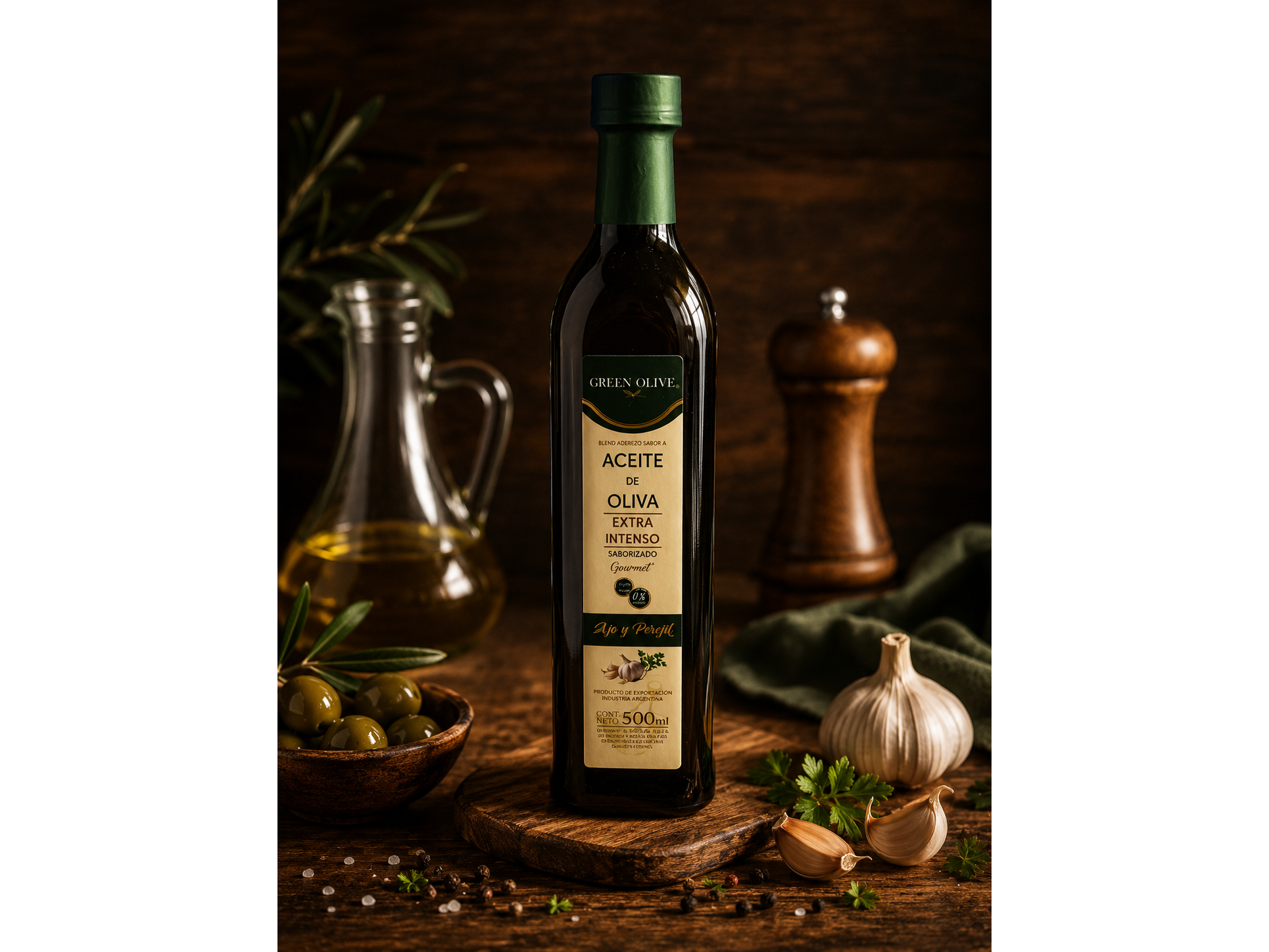 Aceite de Oliva Extra Intenso con Ajo y Perejil 500 ML Vidrio
