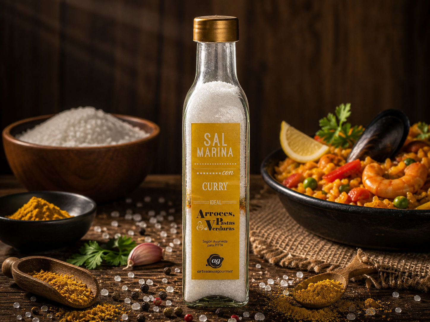 Sal Marina Curry para Arroces, Pastas y Verduras 250 g Vidrio