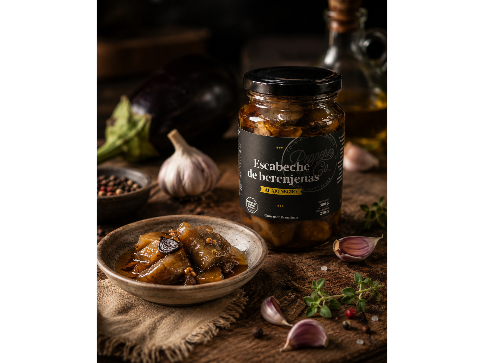 Escabeche de Berenjena con Ajo Negro 360 cc