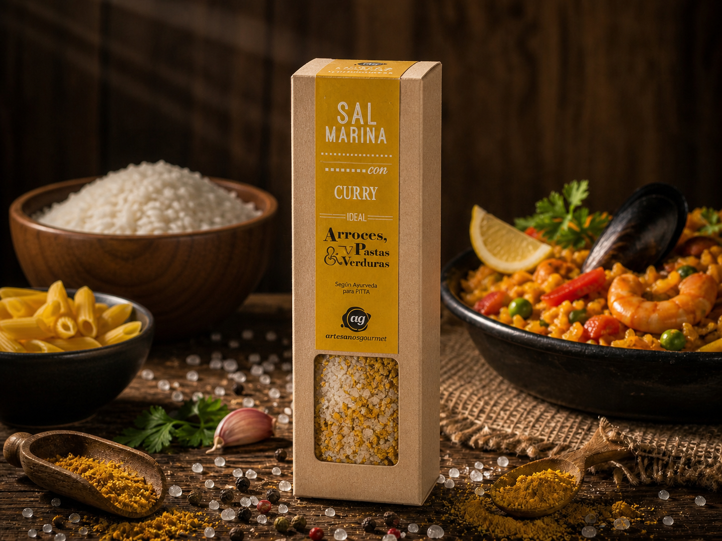 Sal Marina Curry para Arroces, Pastas y Verduras 250 g Caja