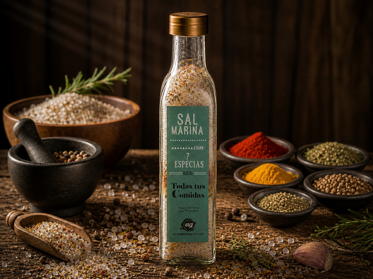 Sal Marina 7 Especias 250 g Vidrio
