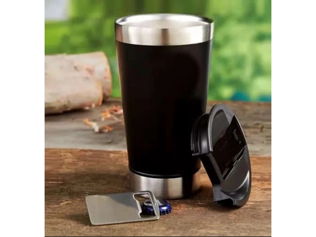 Vaso acero con destapador