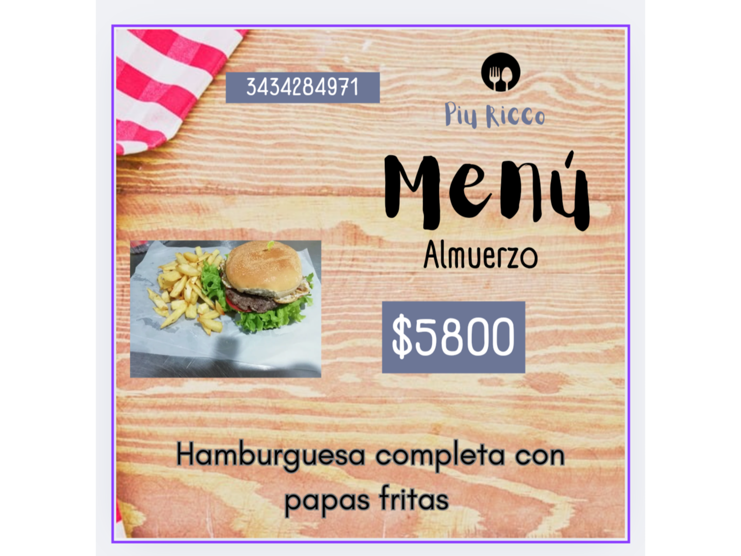 Hamburguesa completa con papas fritas