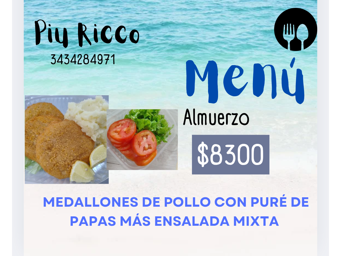 Medallones de pollo con puré de papas más ensalada mixta