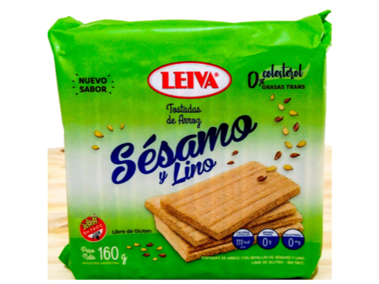 TOSTADA DE ARROZ LEIVA  SESAMO Y LINO  160GRS