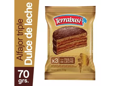 ALFAJOR TRIPLE TERRABUSI DULCE DE LECHE  70GRS