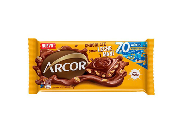 CHOCOLATE ARCOR CON LECHE Y MANI  95 G