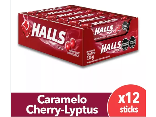CARAMELOS HALLS CHERRY  X 12 UN
