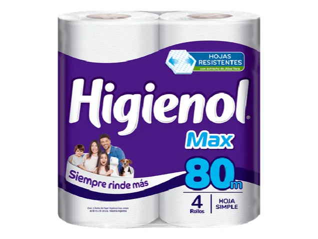 PAPEL HIGIENICO HIGIENOL 4X 80 M