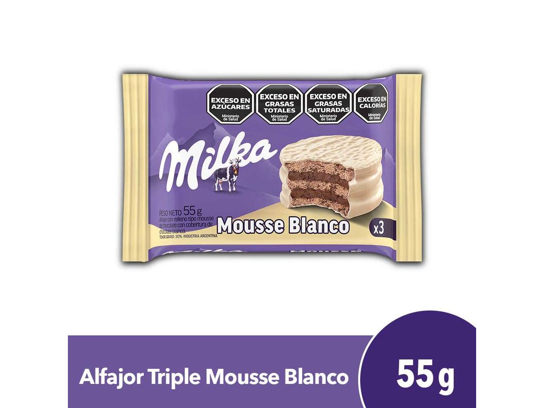 ALFAJOR MILKA MOUSSE BLANCO TRIPLE  55 G