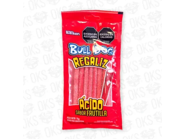 REGALIZ BULL DOG ACIDO FRUTILLA  75 GRS