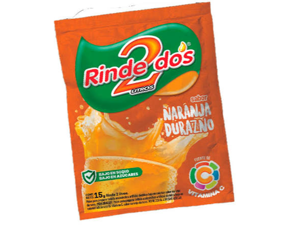 JUGOS RINDE 2 NARANJA DURAZNO 15 GRS