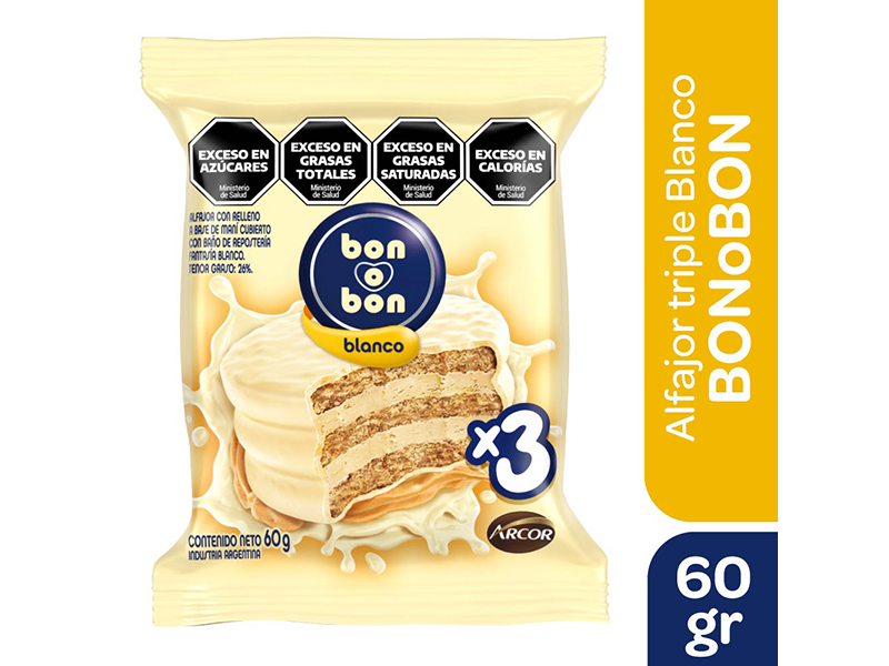 ALFAJOR TRIPLE BON O BON BLANCO 60 GRS