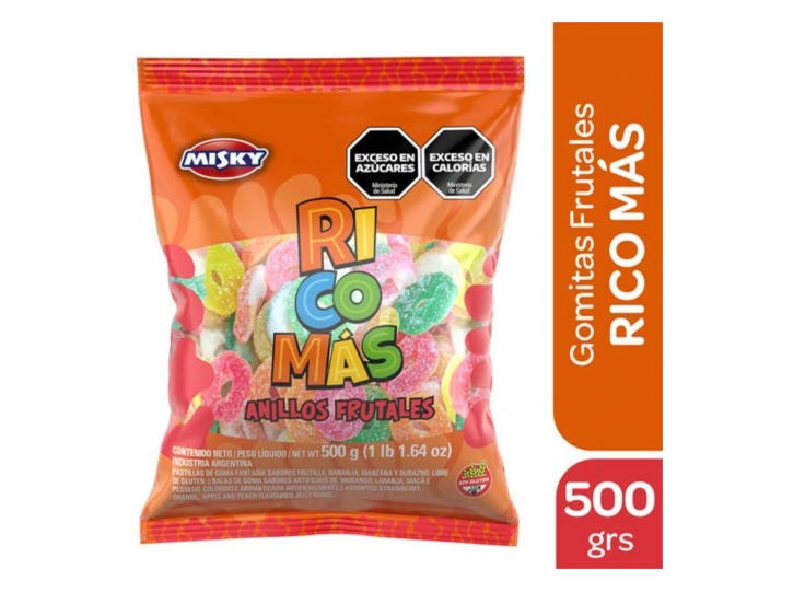 GOMITA RICOMAS ANILLOS FRUTALES 500 GRS