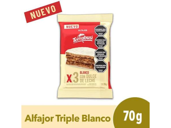ALFAJOR TERRABUSI TRIPLE BLANCO 70 GRS