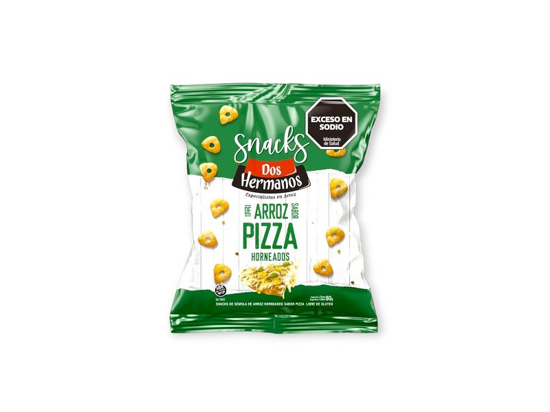SNACKS DE ARROZ DOS HERMANOS PIZZA  80 GRS