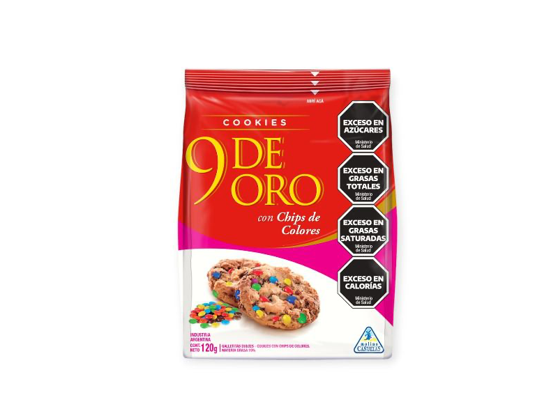 GALLETAS CHIPS DE COLOR  9 DE ORO 120 GRS