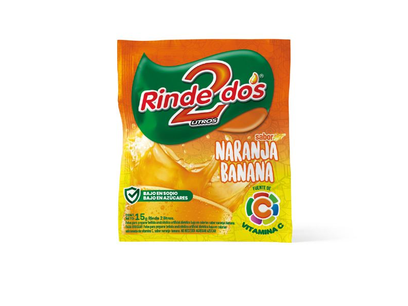 JUGOS RINDE 2 NARANJA BANANA 15 GRS