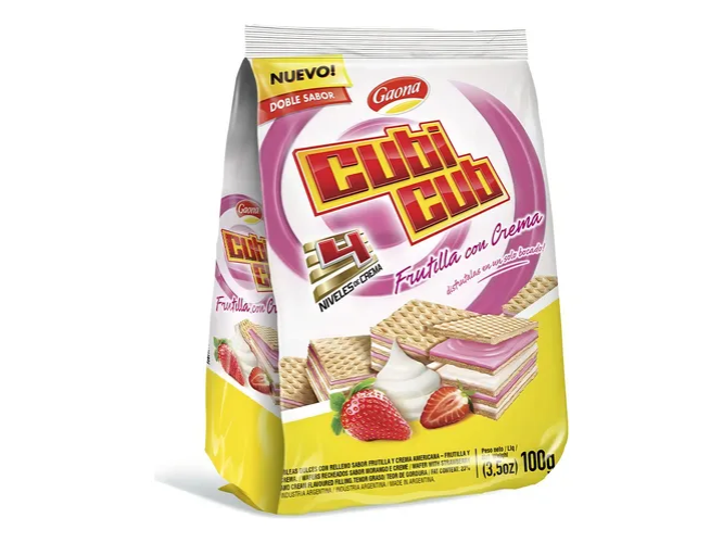 GALLETAS GAONA CUBICUB FRUTILLA CON CREMA 100 GRS