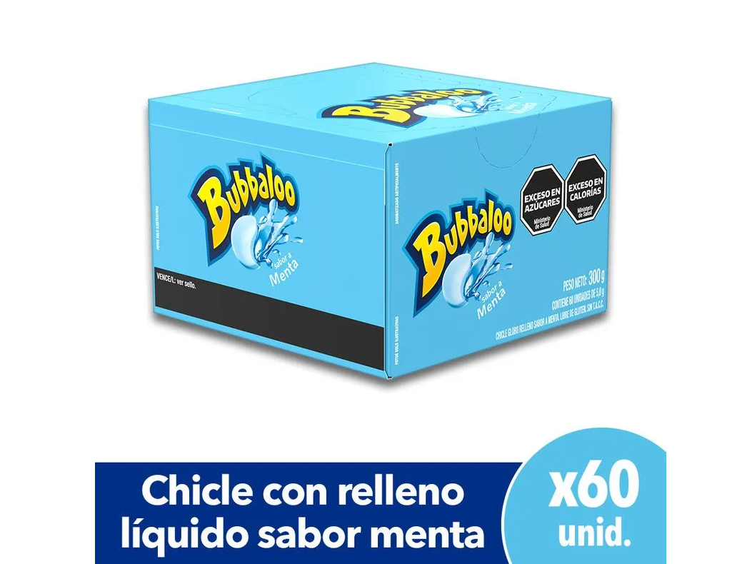 CHICLE BUBBALOO MENTA  60U