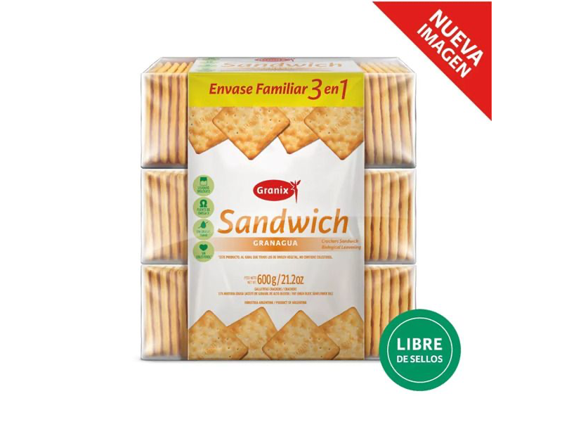 GALLETAS SANDWICH GRANAGUA TRIPACK GRANIX  600GRS